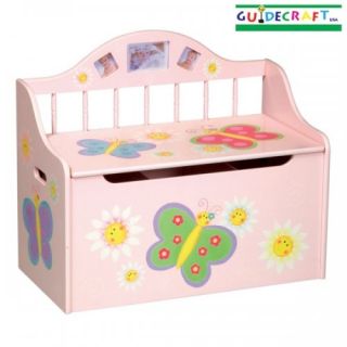 Guidecraft Butterfly Pink Kids Child Wood Toy Box