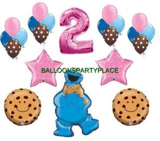Sesame Street Cookie Monster 2nd Birthday Girls Party Supplies Balloons Two Pink