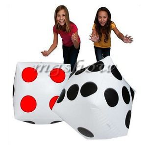 2pcs White Inflatable Big Dice Kids Home Pool Garden Fun Play Toy Party Favours
