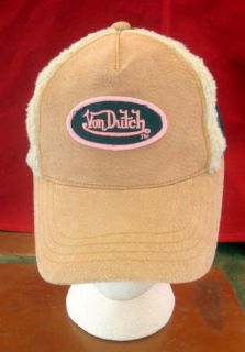 Embroidered Von Dutch Kids Baseball Hat Cap High Profile Leather Faux Fur Blue