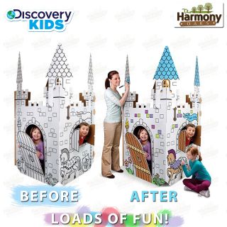 Discovery Kids Cardboard Play Castle Eco Color Me Princess Prince Toy House New