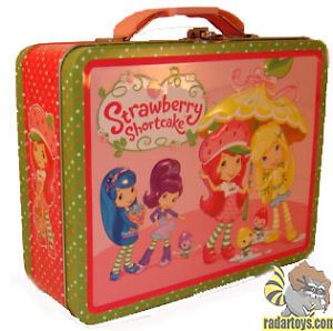 Strawberry Shortcake Metal Tin Lunch Box Rain New Carrier Storage Tote Kids Toys