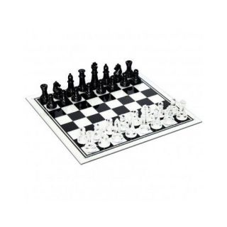 Chess Set Kids Board Games Clear Glass Etched Black White Toys Checkers New