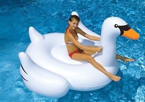 Swimline 90621 Swimming Pool Kids Giant Rideable Swan Inflatable Float Toy 75"