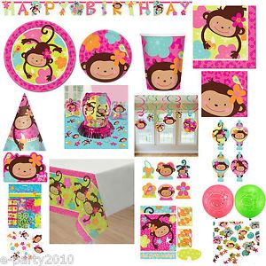 Pink Mod 'Monkey Love' Birthday Party Supplies Pick 1 or Many to Create Set