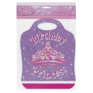 Pink Princess Birthday Party Ideas Favors Supplies Loot Bags Treat Sacks 8pk