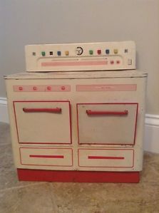 Vintage Wolverine Kids Toy Kitchen Play Stove Oven Tin Metal Mid Century