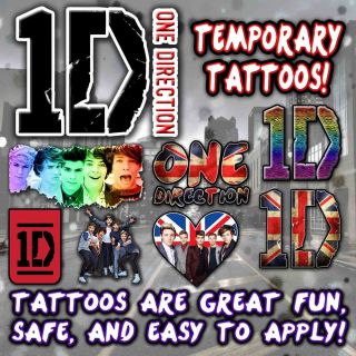 One Direction Temporary Tattoos Favors Decorations Party Labels Supplies Favors