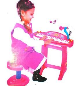 Kids Authority 37 Keys Pink Piano Keyboard Set with Microphone and Stand Chair