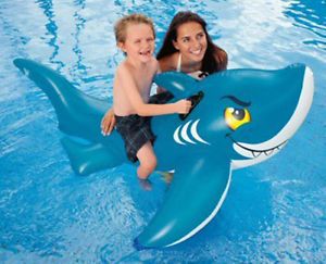 Friendly Shark Ride on Kids Inflatable Swimming Pool Summer Water Toy