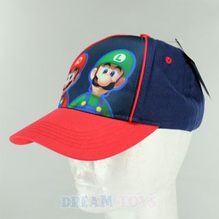 Super Mario Brothers Navy Kids Baseball Cap Luigi Hat Velcro Adjustable Boys