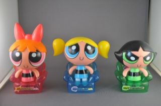 Bubbles Blossom and Buttercup Powerpuff Girls with Color Co Ordinated Chairs