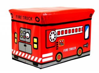 New Kids Storage Seat Fire Truck Red Box Gift
