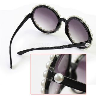 Lady Fashion Celebrity Inspired Pearl Oversized Circle Round Party Sunglasses