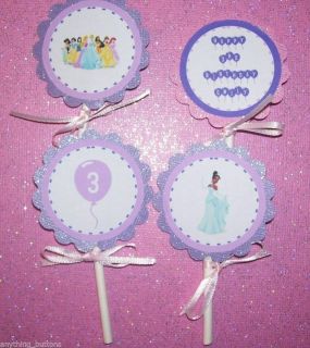 Disney Princess Birthday Party or Baby Shower Cupcake Toppers Customized 12ct