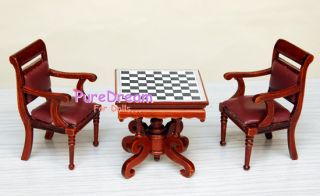 Dollhouse Lounge Furniture Chess Table Chair Set 3pcs