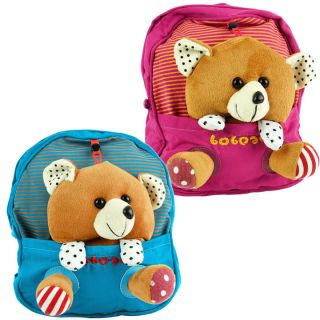 C1MY Cute Baby Child Kid Canvas Backpack Little Bear Design School Shoulder Bag