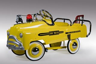Yellow Tow Truck Pedal Car Childrens Retro Kids Toy New