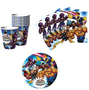 Marvel Super Hero Squad Birthday Party Supplies Kit Tableware Set for 8 or 16