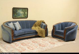 Art Deco 1935 Sofa Club Chair Set New Genuine Mohair Upholstery
