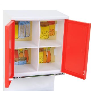 Educational Kids Kitchen Pretend Play Toy Set Cabinet Cupboard Stove Cooker Red