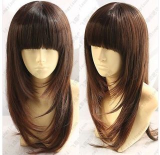 He J0395 New Popular Long Brown Party Hair Hair Wig Wigs Hairnet