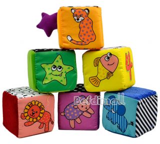 Baby Kids Children Soft Cloth Animal Digital Pattern Stacking Blocks Toys BE0D