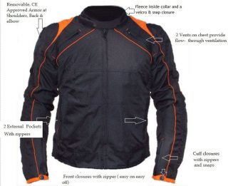 Mens Motorcycle Racing Cordura Waterproof Removable Reflective CE Armor Jacket
