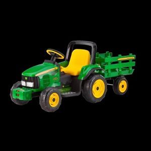 Kids John Deere Farm Power Tractor 12 Volt with Trailer New Peg Perego