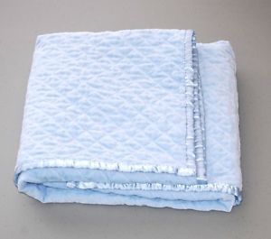 Pottery Barn Kids Pbk Blue Blanket Quilted Silkie Blankie Satin Lovey Baby