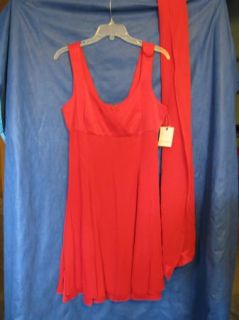 Dana Buchman Red Silk Party Dress Sash Indochic 10