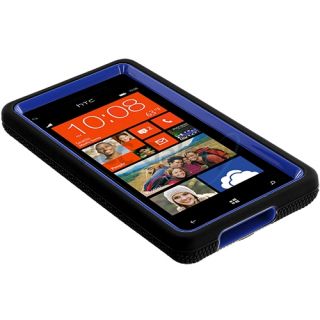 Black Blue Hybrid Heavy Duty Case Cover Stand for HTC Windows Phone 8x