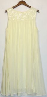 Joan Rivers Sz L Embellished Neckline Pleated Chiffon Dress Ivory New