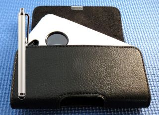 Leather Belt Clip Holster Pouch for iPhone 4 4S Otterbox Defender Case Black