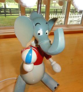 Vtg Dolly Toy Co Irmi Nursery Baby Kid Elephant w Beach Ball Wooden Lamp Light