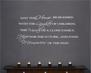 Vinyl Wall Decal Art Quote Saying Decor May This Home Be Blessed