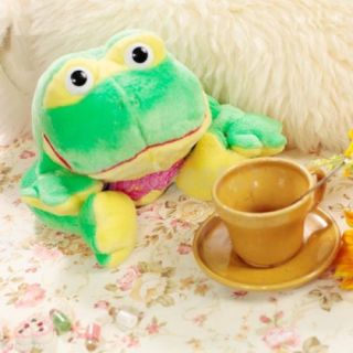 Lovely Green Comfortable Short Floss Frog Piggy Bank Kids Toy Can Open in Bottom