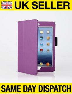 Purple Leather Case Stand for iPad Mini with Magnetic Sleep Wake Function