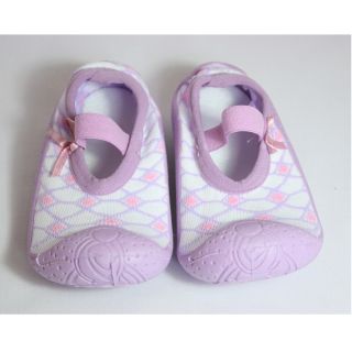 New Baby Girls Anti Slip Skidproof Purple Socks Shoes Size 6 8 Soft Rubber Sole