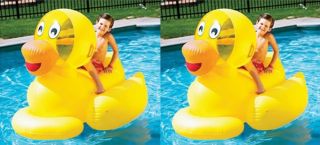 2 Swimline 9062 Inflatable Swimming Pool Giant Ducky Ride on Floating Toy Rafts
