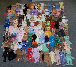 229 Ty Beanie Babies Collection Big Beanies Lot of Bears Dogs Animals More