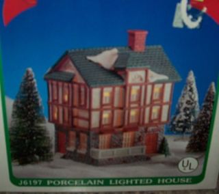 Kurt Adler Porcelain Lighted "Old World Christmas House" Village Building