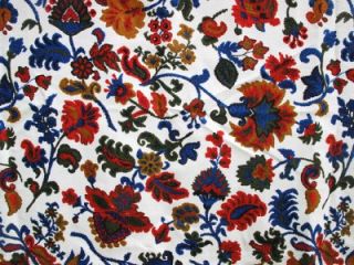 Vtg 60s Bold Floral Bright Upholstery Pillow Fabric Linen Mad Men 48" x 86"