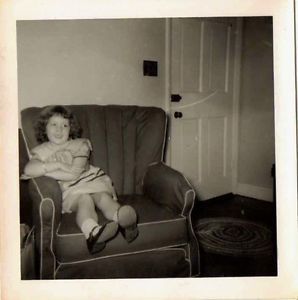 Old Vintage Antique Photograph Adorable Little Girl Sitting in Living Room Chair