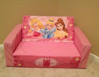 RARE Disney Princess Flip Fold Out Seat Sleepover Sofa Bed Foam Kids Furniture