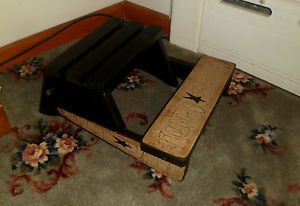 Primitive Vintage Wood Saying Step Stool Chair Black Tan Crackle Country Decor