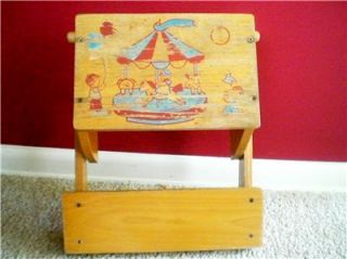 1959 Irmi Vintage Kids Stepping Stool Chair Carousel Themed