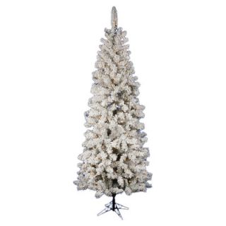 Vickerman Flocked Pacific Pine 7.5 White Artificial Pencil Christmas Tree with 270 LED Lights with Stand