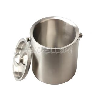 Double Wall Stainless Steel Ice Bucket Insulated Wine Bucket Ice Cube Container