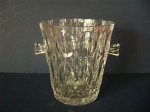 Vintage Lead Crystal Ice Bucket Wine Holder Diamonds Circle Pattern